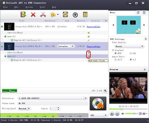 Create subtitle and audio track for DVD